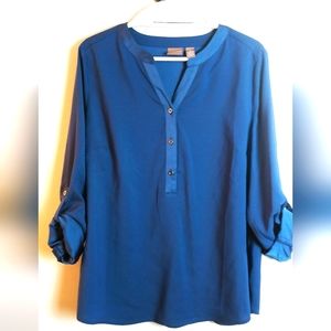 Chico's Blue Blouse Size 2 Medium 12-14
